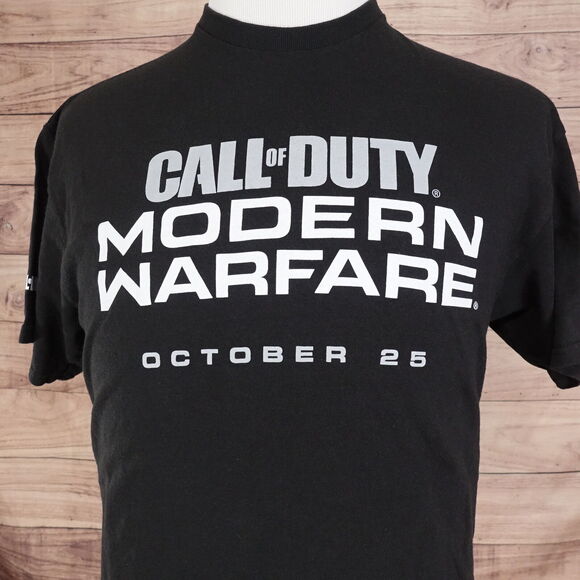 CALL OF DUTY MODERN WARFARE GAME STOP PROMO VIDEO GAME TSHIRT SZ L LARGE COD - Picture 1 of 7